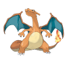 charizard é um dragão com asas e uma grande chama na calda evolução do charmander